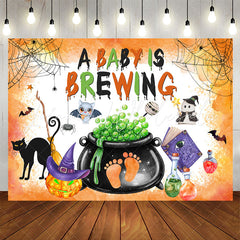 Lofaris Orange A Baby Brewing Halloween Shower Backdrop