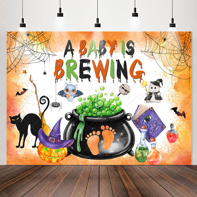 Lofaris Orange A Baby Brewing Halloween Shower Backdrop