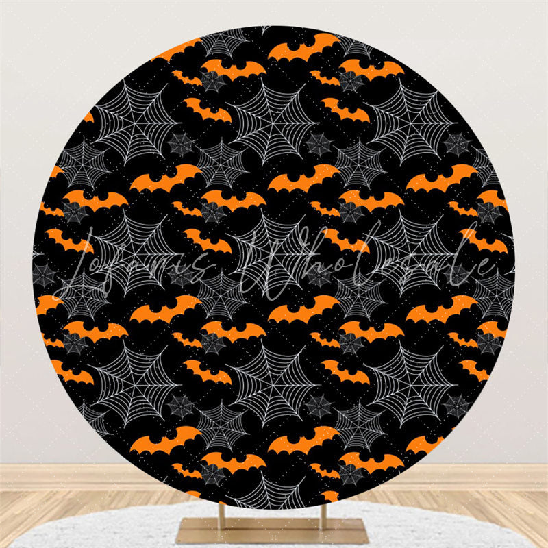 Lofaris Orange Bat Black White Happy Halloween Theme Backdrop