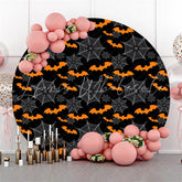 Lofaris Orange Bat Black White Happy Halloween Theme Backdrop