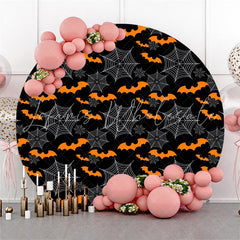 Lofaris Orange Bat Black White Happy Halloween Theme Backdrop