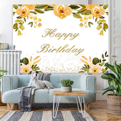 Lofaris Orange Floral and Diamonds Happy Biryhday Backdrop