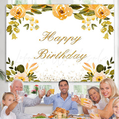 Lofaris Orange Floral and Diamonds Happy Biryhday Backdrop
