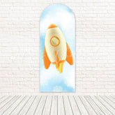 Orange Rocket Astronaut Arch Backdrop For Futuristic Celebrations
