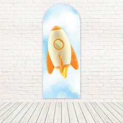 Orange Rocket Astronaut Arch Backdrop For Futuristic Celebrations