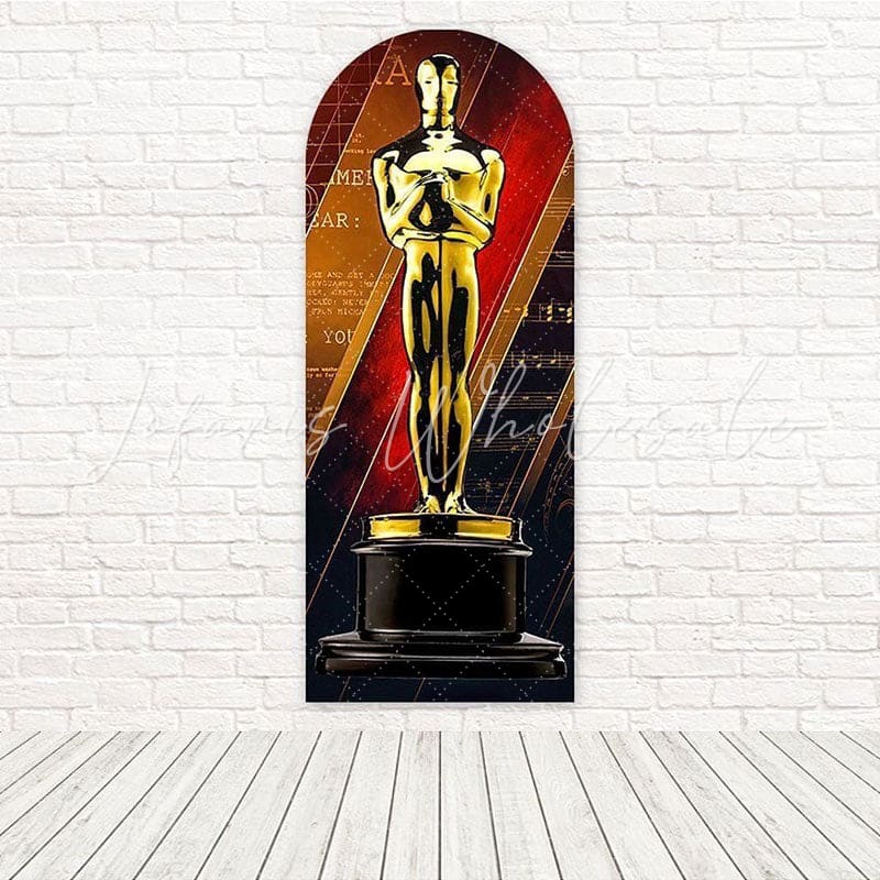 Oscar Statuette Hollywood Glamorous Award Night Arch Backdrop