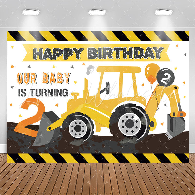 Lofaris Our Baby Is Turning 2 Boy Happy Birthday Backdrop