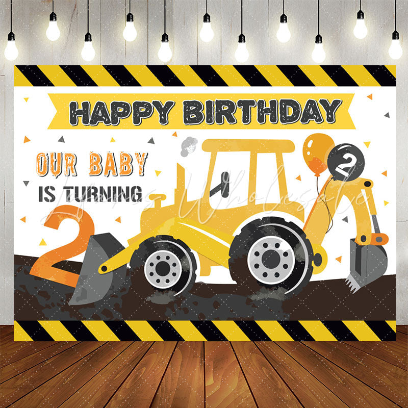 Lofaris Our Baby Is Turning 2 Boy Happy Birthday Backdrop