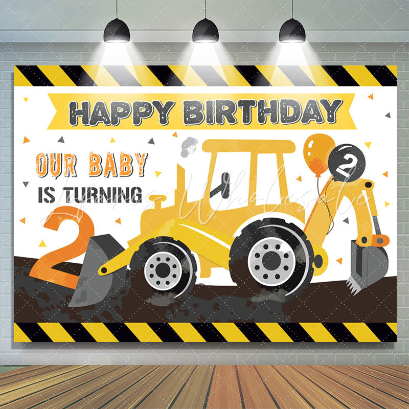 Lofaris Our Baby Is Turning 2 Boy Happy Birthday Backdrop