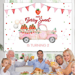 Lofaris Our Berry Sweet Girls Is Turning 2nd Birthday Backdrop