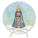Our Lady Clouds Round Backdrop for Baptism Ceremony Theme