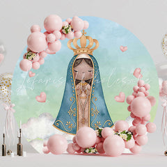 Our Lady Clouds Round Backdrop for Baptism Ceremony Theme