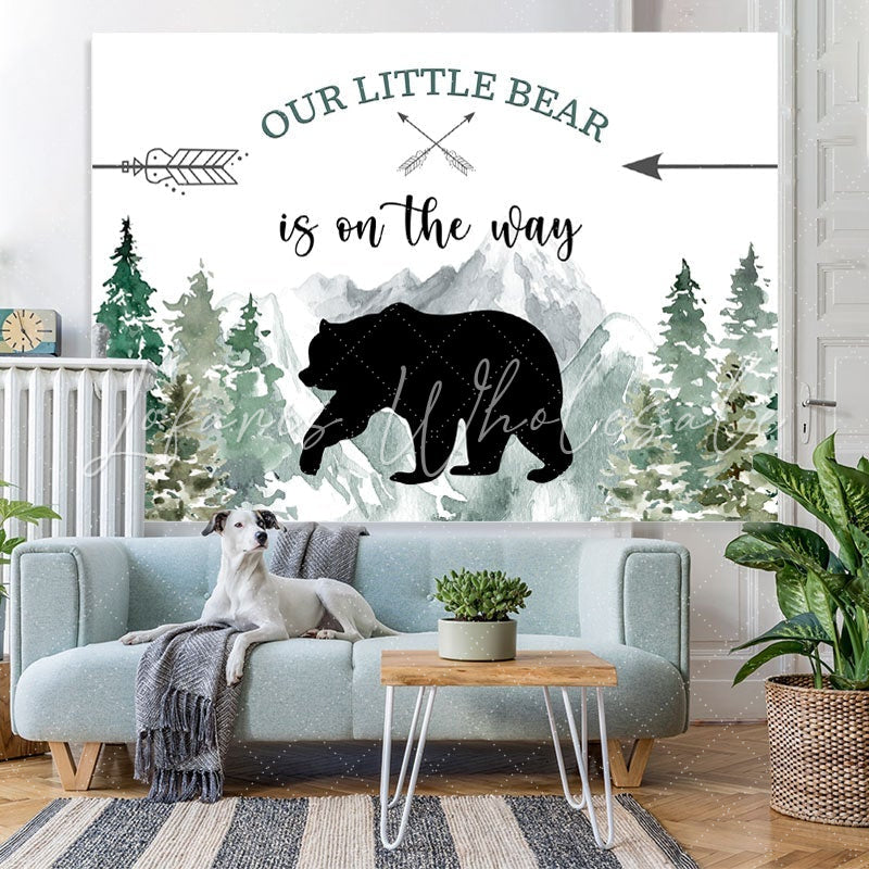 Lofaris Our Litter Bear Is on the Way Baby Shower Backdrop