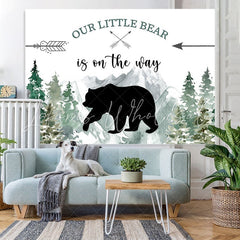 Lofaris Our Litter Bear Is on the Way Baby Shower Backdrop