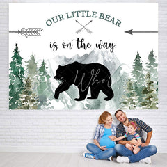 Lofaris Our Litter Bear Is on the Way Baby Shower Backdrop