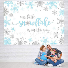 Lofaris Our Litter Snowflake Is On The Way Baby Shower Backdrop
