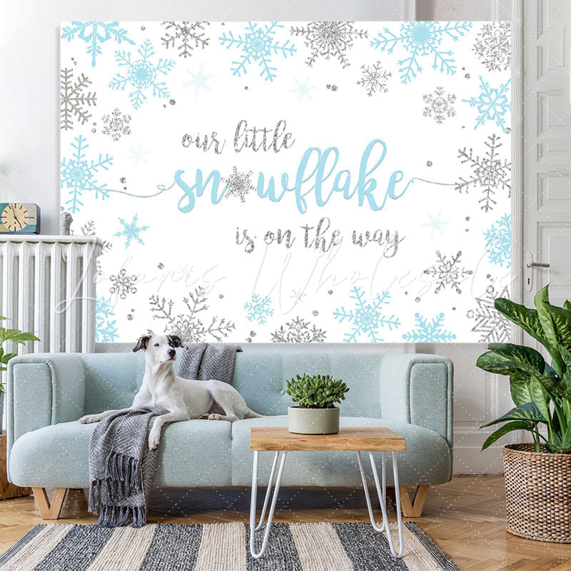 Lofaris Our Litter Snowflake Is On The Way Baby Shower Backdrop