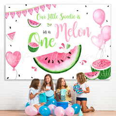 Lofaris Our Litter Sweetie Is Onemelon 1st Birthday Backdrop for Girl