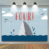 Lofaris Our Little Baby Is Turning Four Shark Birthday Backdrop