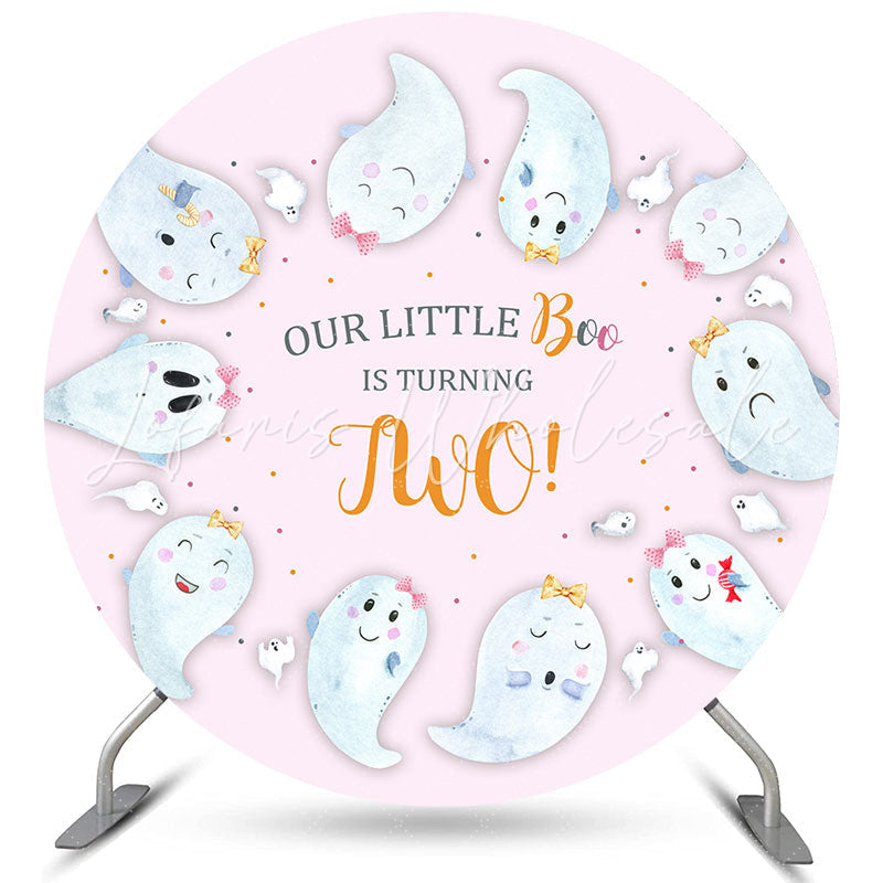 Lofaris Our Little Boo Is Turning Two Round Birthday Backdrop