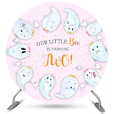 Lofaris Our Little Boo Is Turning Two Round Birthday Backdrop