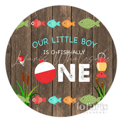 Lofaris Our Little Boy Is O Fish Ally One Birthday Round Backdrop
