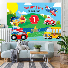 Lofaris Our Little Boy Is Turning 1st Happy Birthday Backdrop