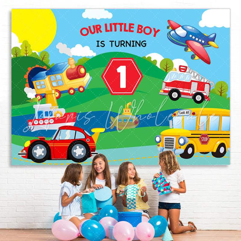 Lofaris Our Little Boy Is Turning 1st Happy Birthday Backdrop