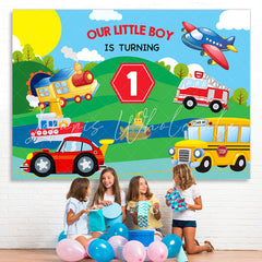 Lofaris Our Little Boy Is Turning 1st Happy Birthday Backdrop