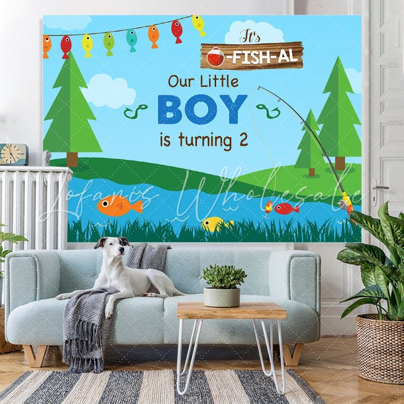 Lofaris Our Little Boy is Turning 2 Birthday Photo backdrop
