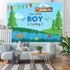 Lofaris Our Little Boy is Turning 2 Birthday Photo backdrop