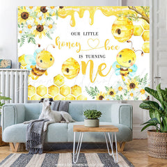 Lofaris Our Little Honey Bee Is Turning One Birthday Backdrop