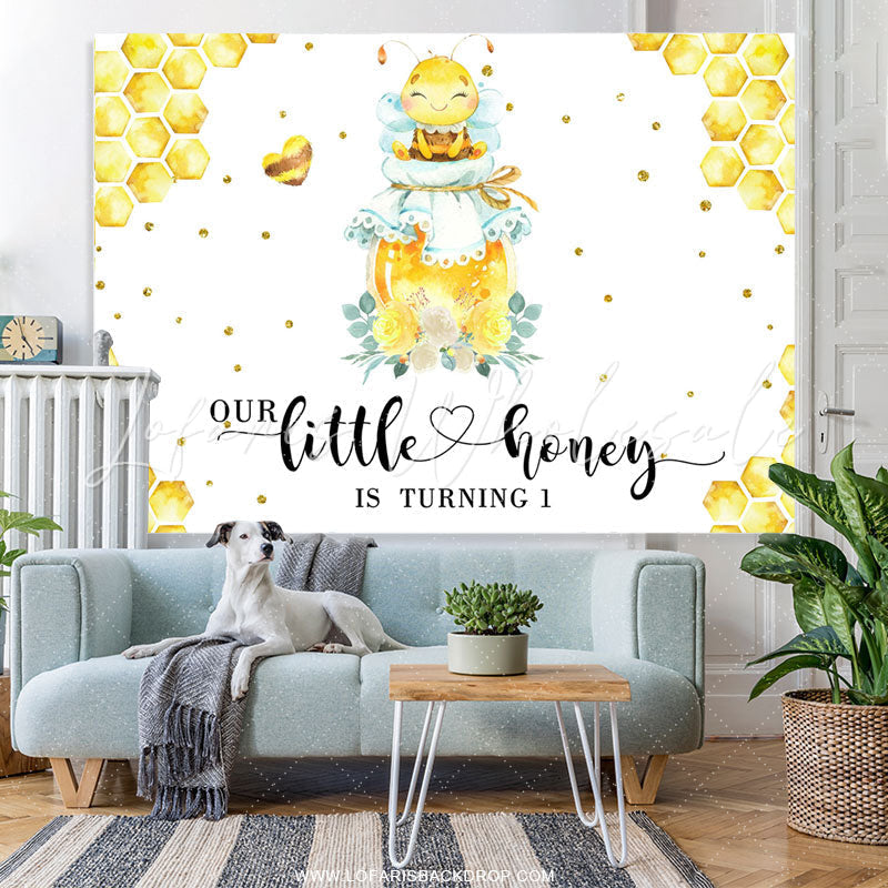 Lofaris Our Little Honey Is Turning 1 Happy Birthday Backdrop
