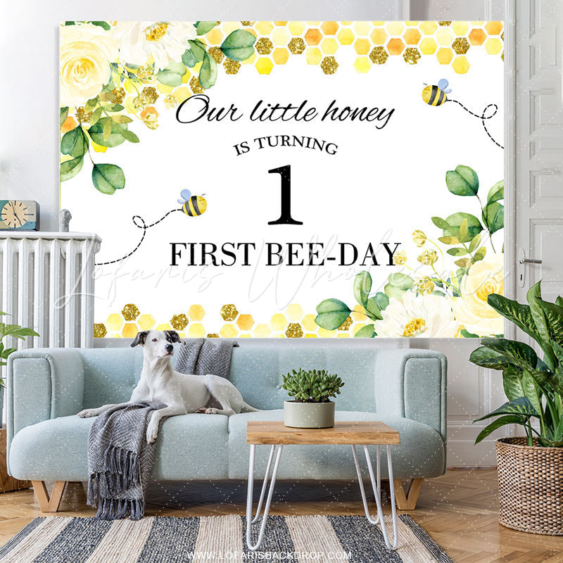 Lofaris Our Little Honey Is Turning 1st Birthday Party Backdrop