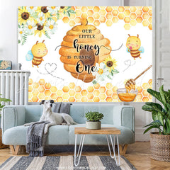Lofaris Our Little Honey Is Turning One Bee Birthday Backdrop