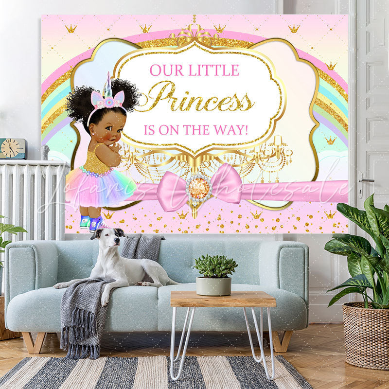 Lofaris Our Little Princess Is On The Way Baby Shower Backdrop