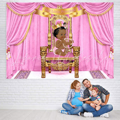 Lofaris Our Little Princess Pink and Gold Baby Shower Backdorop