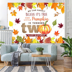 Lofaris Our Little Pumpkin Is Turning Two Birthday Backdrop
