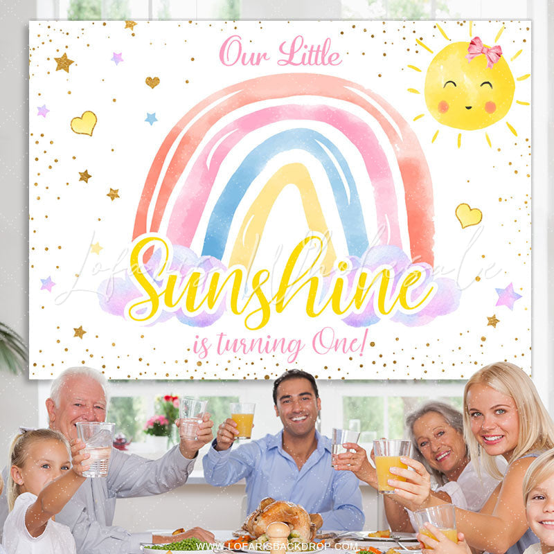 Lofaris Our Little Sunshine First Birthday Backdrop For Girl