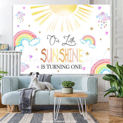 Lofaris Our Little Sunshine Is Turning One Birthday Backdrop