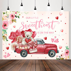 Lofaris Our Little Sweet Heart Car Bear Baby Shower Backdrop