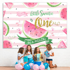 Lofaris Our Little Sweetie Is One Watermelon Birthday Backdrop