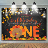 Lofaris Our Little Turkey Is Turning One Glitter First Birthday Backdrop for Kids