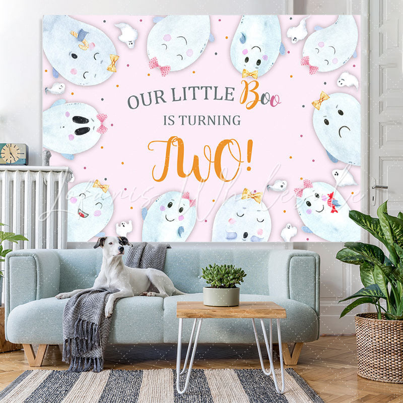 Lofaris Our Littlt Boo Is Thrning Two 2nd Birthday Backdrop