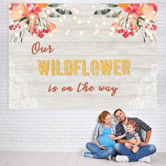 Lofaris Our Wildflower Is On The Way Floral Lace Baby Shower Backdrop