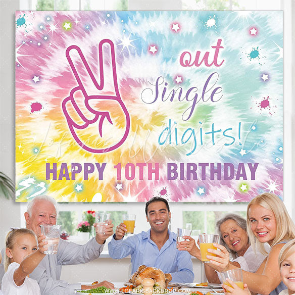 Lofaris Out Single Digits Graffiti Happy 10th Birthday Backdrop