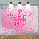 Lofaris Out Single Digits Pink Girls 10th Birthday Backdrop