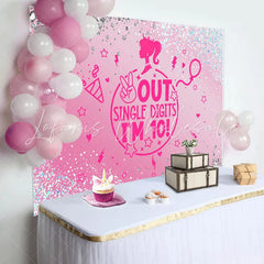 Lofaris Out Single Digits Pink Girls 10th Birthday Backdrop