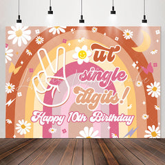 Lofaris Out Single Digits Rainbow Floral 10th Birthday Backdrop