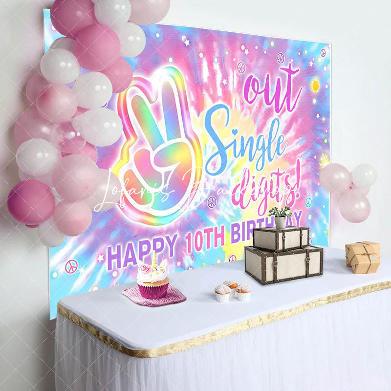 Lofaris Out Single Digits Watercolor 10th Birthday Backdrop